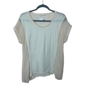 rag & bone Cream Short Sleeve T-Shirt with Sheer Chiffon See Through Panels XS